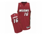 Men's Adidas Miami Heat #16 James Johnson Swingman Red Alternate NBA Jersey