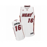 Men's Adidas Miami Heat #16 James Johnson Swingman White Home NBA Jersey