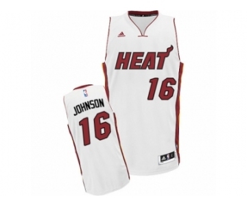 Men's Adidas Miami Heat #16 James Johnson Swingman White Home NBA Jersey