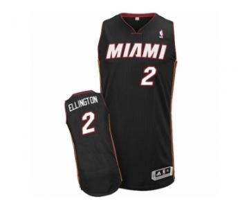 Men's Adidas Miami Heat #2 Wayne Ellington Authentic Black Road NBA Jersey