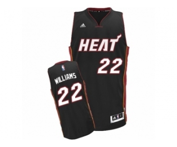 Men's Adidas Miami Heat #22 Derrick Williams Swingman Black Road NBA Jersey