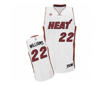 Men's Adidas Miami Heat #22 Derrick Williams Swingman White Home NBA Jersey