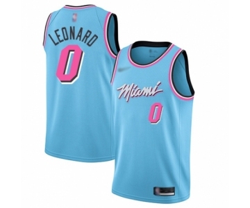 Men's Miami Heat #0 Meyers Leonard Authentic Blue Basketball Jersey - 2019-20 City Edition