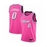 Men's Miami Heat #0 Meyers Leonard Pink Swingman Jersey - Earned Edition