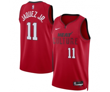 Men's Miami Heat #11 Jaime Jaquez Jr. Red 2024-25 City Edition Stitched Basketball Jersey