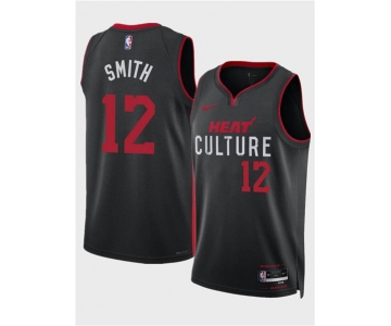 Men's Miami Heat #12 Dru Smith Black 2024 City Edition Stitched Basketball Jersey