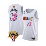 Men's Miami Heat #13 Bam Adebayo White 2023 Finals City Edition With NO.6 Patch Stitched Basketball Jersey