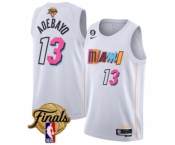 Men's Miami Heat #13 Bam Adebayo White 2023 Finals City Edition With NO.6 Patch Stitched Basketball Jersey