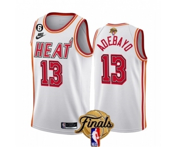 Men's Miami Heat #13 Bam Adebayo White 2023 Finals Classic Edition With NO.6 Patch Stitched Basketball Jersey