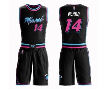 Men's Miami Heat #14 Tyler Herro Authentic Black Basketball Suit Jersey - City Edition