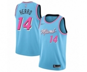 Men's Miami Heat #14 Tyler Herro Authentic Blue Basketball Jersey - 2019-20 City Edition