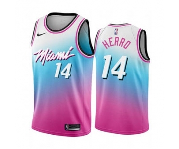 Men's Miami Heat #14 Tyler Herro Blue Pick City Edition New Uniform 2020-21 Stitched Basketball Jersey