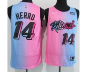 Men's Miami Heat #14 Tyler Herro Pink-Blue Swingman Basketball Jersey