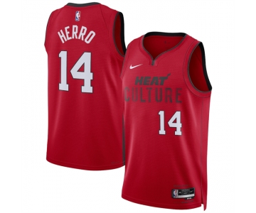 Men's Miami Heat #14 Tyler Herro Red 2024-25 City Edition Stitched Basketball Jersey