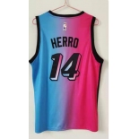 Men's Miami Heat #14 Tyler Herro Swingman Blue Red Basketball Jersey 2020-2021 City Edition