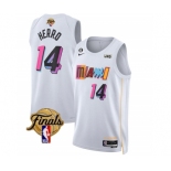 Men's Miami Heat #14 Tyler Herro White 2023 Finals City Edition With NO.6 Patch Stitched Basketball Jersey