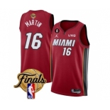 Men's Miami Heat #16 Caleb Martin Red 2023 Finals Statement Edition With NO.6 Patch Stitched Basketball Jersey