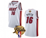 Men's Miami Heat #16 Caleb Martin White 2023 Finals Association Edition With NO.6 Patch Stitched Basketball Jersey