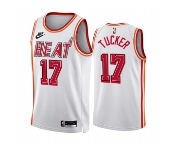 Men's Miami Heat #17 P.J. Tucker White Classic Edition Stitched Basketball Jersey