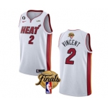 Men's Miami Heat #2 Gabe Vincent White 2023 Finals Association Edition With NO.6 Patch Stitched Basketball Jersey