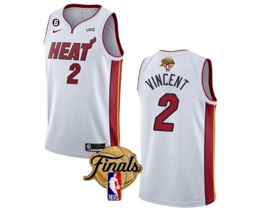 Men's Miami Heat #2 Gabe Vincent White 2023 Finals Association Edition With NO.6 Patch Stitched Basketball Jersey