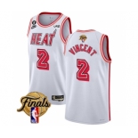 Men's Miami Heat #2 Gabe Vincent White 2023 Finals Classic Edition With NO.6 Patch Stitched Basketball Jersey