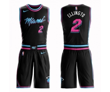 Men's Miami Heat #2 Wayne Ellington Swingman Black Basketball Suit Jersey - City Edition