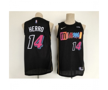 Men's Miami Heat 2021-22 City Edition #14 Tyler Herro Black Stitched Basketball Jersey