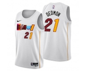 Men's Miami Heat #21 Dewayne Dedmon 2022-23 White City Edition Stitched Jersey