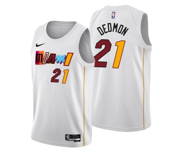 Men's Miami Heat #21 Dewayne Dedmon 2022-23 White City Edition Stitched Jersey