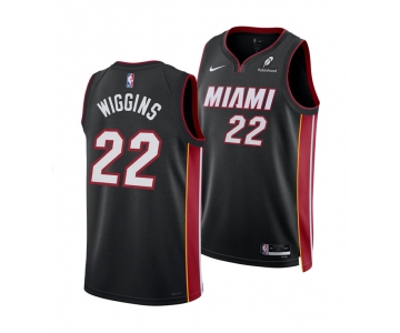 Men's Miami Heat #22 Andrew Wiggins Black 2025 Icon Edition Swingman Stitched Basketball Jersey