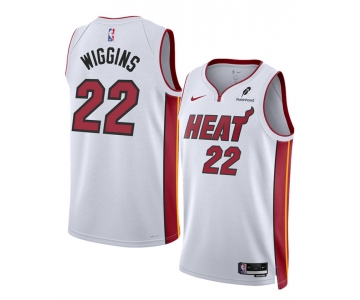 Men's Miami Heat #22 Andrew Wiggins White 2025 Association Edition Swingman Stitched Basketball Jersey