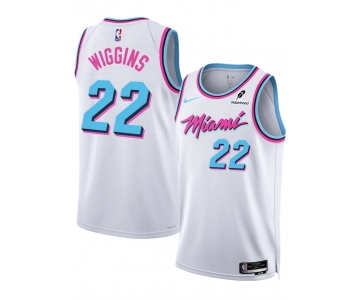 Men's Miami Heat #22 Andrew Wiggins White 2025 City Edition Stitched Basketball Jersey