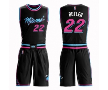 Men's Miami Heat #22 Jimmy Butler Authentic Black Basketball Suit Jersey - City Edition