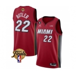 Men's Miami Heat #22 Jimmy Butler Red 2023 Finals Statement Edition With NO.6 Patch Stitched Basketball Jersey