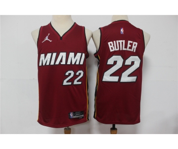 Men's Miami Heat #22 Jimmy Butler Red Jordan 75th Anniversary Diamond 2021 Stitched Jersey