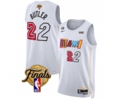 Men's Miami Heat #22 Jimmy Butler White 2023 Finals City Edition With NO.6 Patch Stitched Basketball Jersey