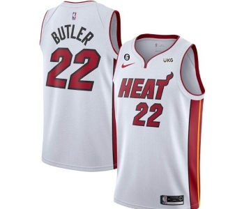 Men's Miami Heat #22 Jimmy Butler White With NO.6 Patch Stitched Jersey