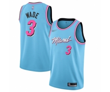 Men's Miami Heat #3 Dwyane Wade Authentic Blue Basketball Jersey - 2019-20 City Edition