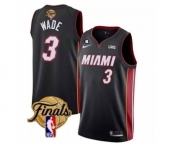 Men's Miami Heat #3 Dwyane Wade Black 2023 Finals Icon Edition With NO.6 Patch Stitched Basketball Jersey