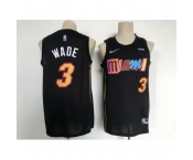 Men's Miami Heat #3 Dwyane Wade Black City Player Jersey