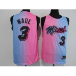 Men's Miami Heat #3 Dwyane Wade Pink-Blue Swingman Basketball Jersey