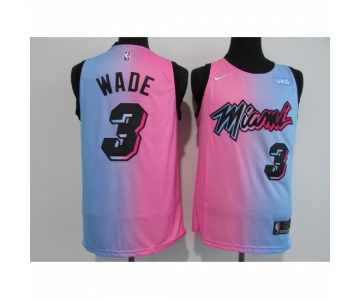 Men's Miami Heat #3 Dwyane Wade Pink-Blue Swingman Basketball Jersey