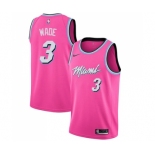 Men's Miami Heat #3 Dwyane Wade Pink Swingman Jersey - Earned Edition