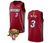 Men's Miami Heat #3 Dwyane Wade Red 2023 Finals Statement Edition Stitched Basketball Jersey