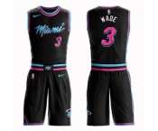 Men's Miami Heat #3 Dwyane Wade Swingman Black Basketball Suit Jersey - City Edition