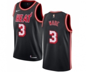 Men's Miami Heat #3 Dwyane Wade Swingman Black Black Fashion Hardwood Classics Basketball Jersey