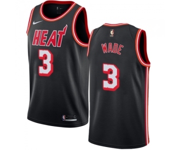 Men's Miami Heat #3 Dwyane Wade Swingman Black Black Fashion Hardwood Classics Basketball Jersey