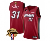 Men's Miami Heat #31 Max Strus Red 2023 Finals Statement Edition With NO.6 Patch Stitched Basketball Jersey