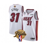 Men's Miami Heat #31 Max Strus White 2023 Finals Association Edition With NO.6 Patch Stitched Basketball Jersey